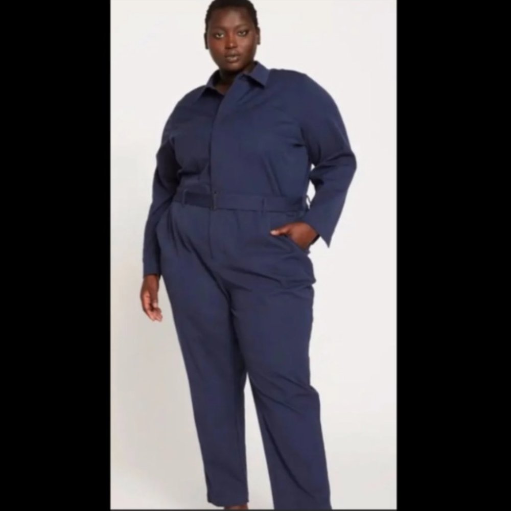 Universal Standard Long Sleeve Twill Belted Jumpsuit